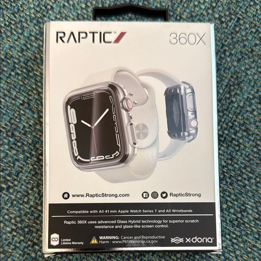 Raptic 360X Glass Hybrid Screen Protector Bumper for Apple Watch 41mm
